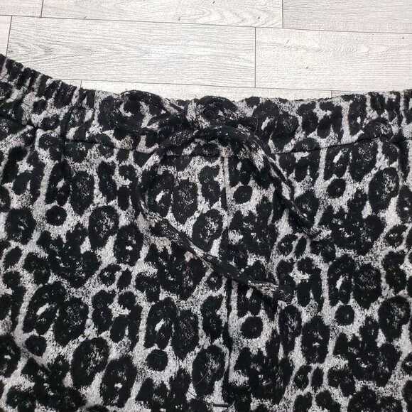 Zara Animal Print Pull On Pants Pockets Lounge Casual Leopard B&W Womens L - Picture 3 of 12